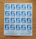 Belgium 1958 Tintin sheet of 20 'collector's stamps' Expo 58, Autres thèmes, Envoi, Non oblitéré