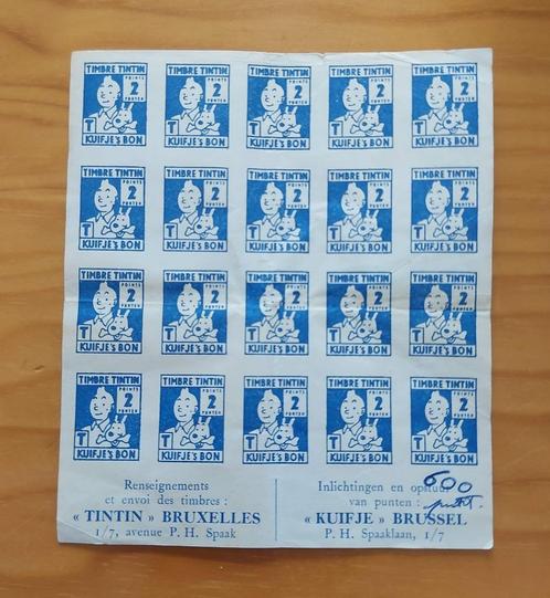 Belgium 1958 Tintin sheet of 20 'collector's stamps' Expo 58, Timbres & Monnaies, Timbres | Timbres thématiques, Non oblitéré