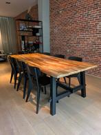Skogsta houten tafel + Lisabo zwarte stoelen set (IKEA), Huis en Inrichting, Ophalen, Zo goed als nieuw