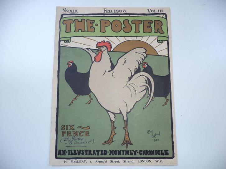 1900 Cecil Aldrin originele oude litho prent uit THE POSTER, Antiek en Kunst, Kunst | Litho's en Zeefdrukken, Ophalen of Verzenden