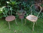 2 antieke Franse  bistrostoelen, tuinstoelen, terrasstoelen, Enlèvement