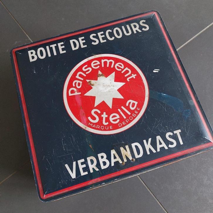 blik verbandkist pansement stella vintage retro verbandkast, Verzamelen, Blikken, Gebruikt, Overige, Overige merken, Ophalen of Verzenden