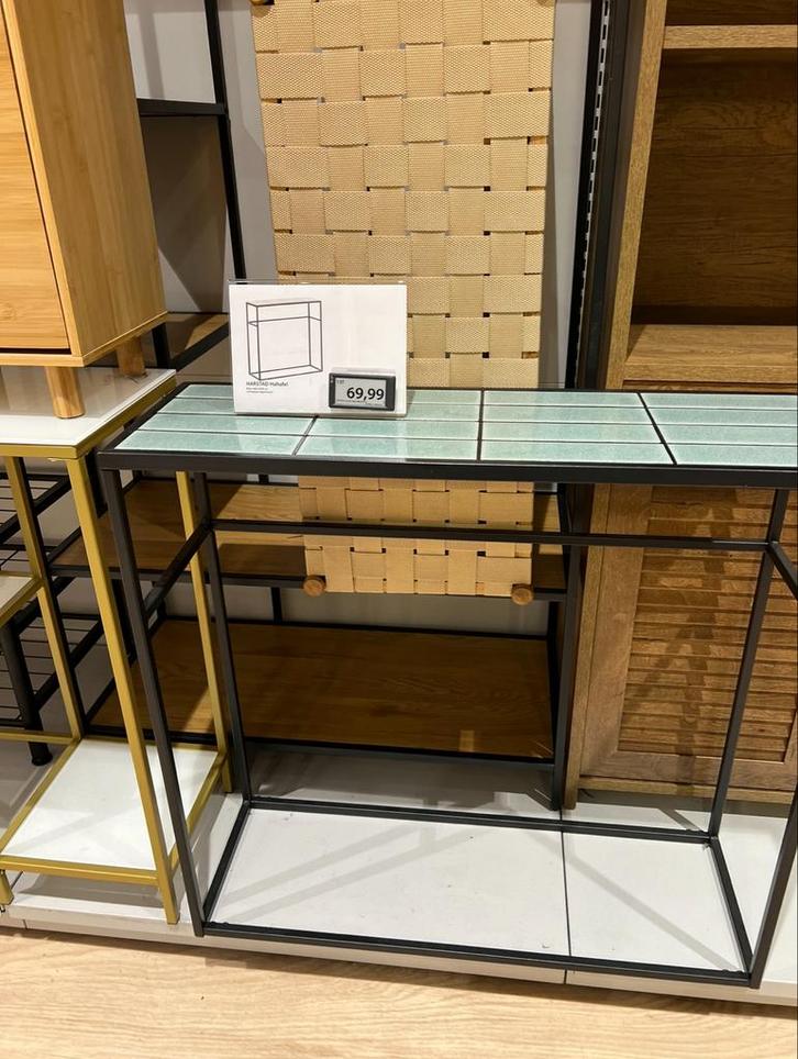 HARSTAD Haltafel B84xH80xD28 cm Lichtgroen tegel/zwart, Huis en Inrichting, Tafels | Sidetables, Nieuw, 25 tot 50 cm, 50 tot 100 cm