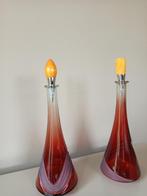 karaf - glas -  houten stop, Antiek en Kunst, Antiek | Glaswerk en Kristal, Ophalen