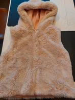 Meisjesgilet met kap in roze teddy, Ophalen, Maat 140