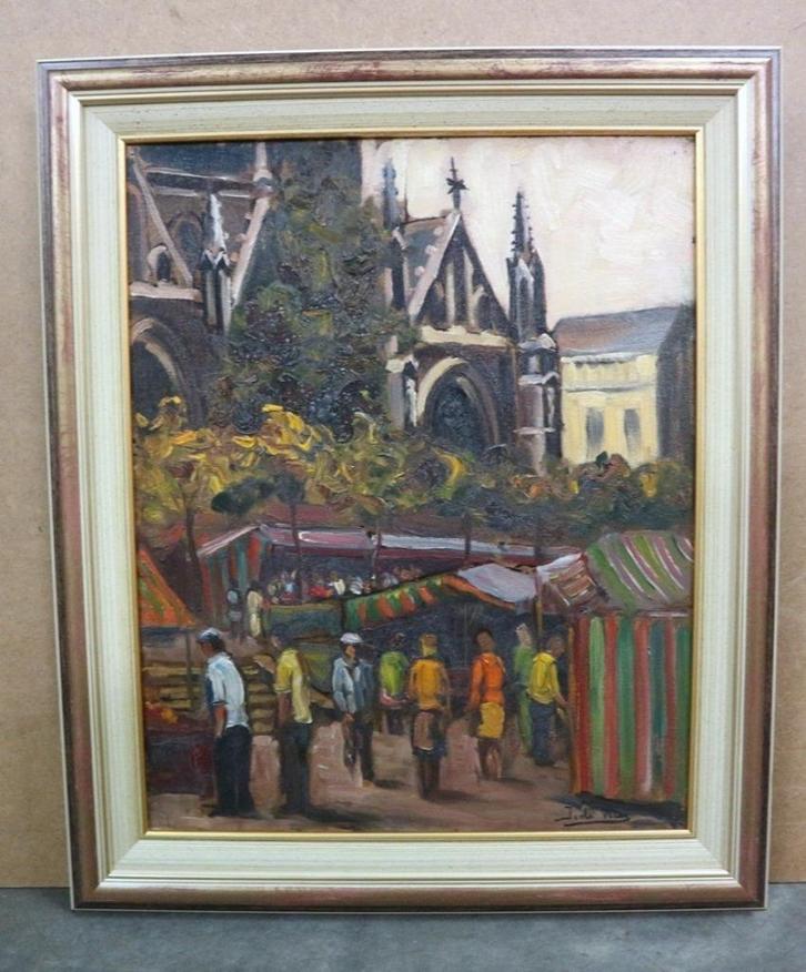 Jacob DE VRIES, markt op de Zavel in Brussel, Antiek en Kunst, Kunst | Schilderijen | Klassiek, Ophalen of Verzenden