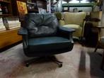 vintage Drabert fauteuil - relax groen leder, Collections, Maison et Meubles, Enlèvement ou Envoi