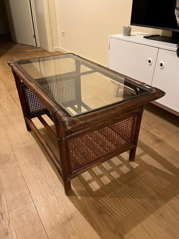 Salontafel met rotan, Huis en Inrichting, Tafels | Salontafels, Ophalen, Minder dan 50 cm, Gebruikt, 50 tot 100 cm