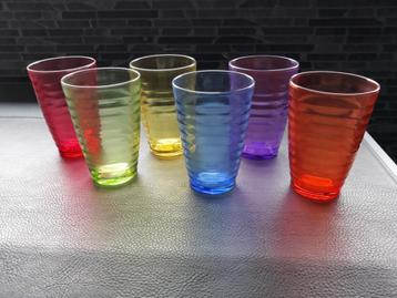 Multicolor drinkglazen 6 stuks