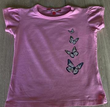 Roze T.shirt met vlinders"Babeurre"- maat 104/4 jaar beschikbaar voor biedingen