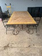 Gezellige mozaïek tuinset – tafel + 4 stoelen, Tuin en Terras, Tuintafels, Ophalen, Gebruikt, Rechthoekig, Metaal