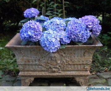 Vase de jardin français ancien, bac à fleurs en fonte, lourd