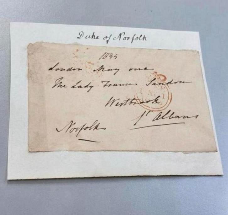 Hertog van Norfolk Gesigneerde brief uit 1835 antiek london, Postzegels en Munten, Brieven en Enveloppen | Buitenland, Brief, Ophalen of Verzenden