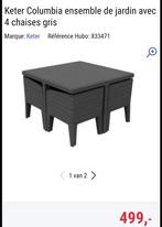 Tuinset met 4 stoelen en tafel, kussens van het merk Keter, Tuin en Terras, Tuinsets en Loungesets, Ophalen, Nieuw
