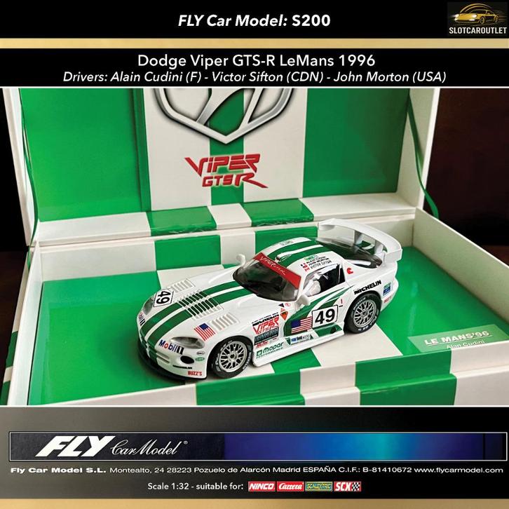S200 Fly Dodge Viper GTS-R LeMans 1996 Limited Edition‼️, Kinderen en Baby's, Speelgoed | Racebanen, Nieuw, Elektrisch, Verzenden
