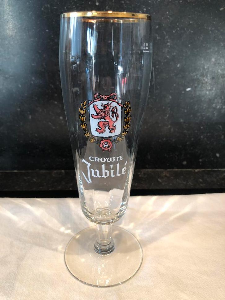 cristal alken geëmailleerd & gefacetteerd glas Jubilé nr 2, Verzamelen, Biermerken, Gebruikt, Glas of Glazen, Overige merken, Ophalen of Verzenden