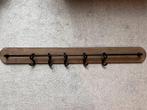 Houten kapstok met zwarte metalen haken|industrieel&tijdloos, Huis en Inrichting, Wandkapstok, Ophalen of Verzenden, Zo goed als nieuw