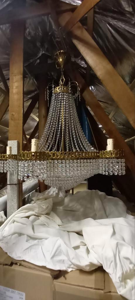 Kristallen kroonluchter, Huis en Inrichting, Lampen | Kroonluchters, Zo goed als nieuw, Ophalen