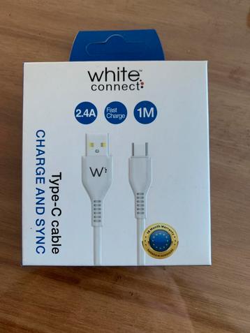 Blanc Connectez le type C au câble USB