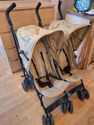 Opplooibare tweelingbuggy – beige, gebruiksvriendelijk en co beschikbaar voor biedingen