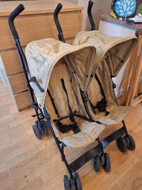 Opplooibare tweelingbuggy – beige, gebruiksvriendelijk en co, Kinderen en Baby's, Buggy's, Gebruikt, Koelstra, Ophalen