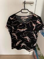Mooie zwarte bloes met print als nieuw  merk Vero moda mt l, Vero Moda, Zwart, Maat 42/44 (L), Ophalen of Verzenden