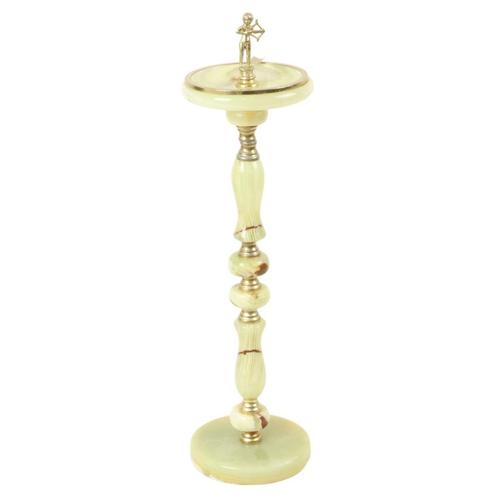 Decoratieve Vintage Staande Asbak Uit Messing En Onyx Marmer, Verzamelen, Rookartikelen, Aanstekers en Luciferdoosjes, Zo goed als nieuw
