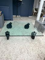 Table de salon en verre 100x100 sur roulettes, 100 à 150 cm, 100 à 150 cm, Utilisé, Moins de 50 cm