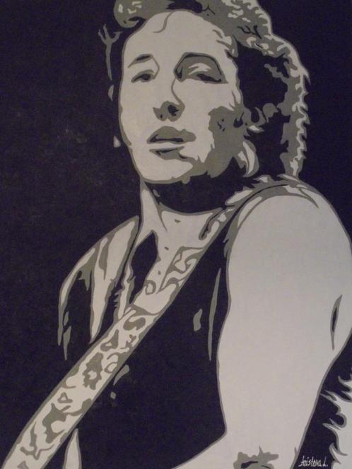 olieschilderij Bruce Springsteen (60x80), Antiek en Kunst, Kunst | Schilderijen | Modern, Ophalen of Verzenden