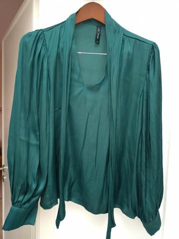 Smaragdgroen satijnen hemd-Mango beschikbaar voor biedingen