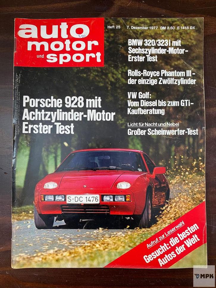Magazine Auto Motor Sport Porsche 928 BMW 323i 1977 Duits, Boeken, Auto's | Folders en Tijdschriften, Gelezen, Ophalen of Verzenden