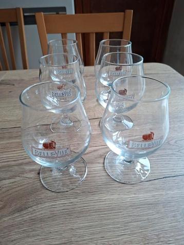 6 bierglazen op voet : kriek belle-vue  beschikbaar voor biedingen