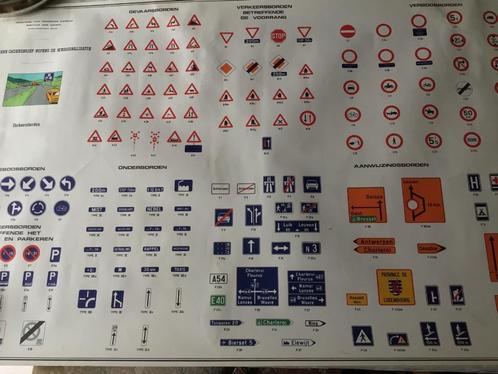 Poster wegsignalisatie gebodsborden onder- aanwijzingsborden, Verzamelen, Merken en Reclamevoorwerpen, Ophalen of Verzenden