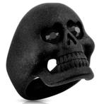 Bague biker tête de mort en acier noir mat avec yeux CZ, Bijoux, Sacs & Beauté, Bagues, Femme ou Homme, Avec pierre précieuse