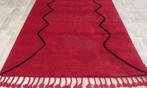 tapis uni rouge 100% laine tufté à la main, 200 cm of meer, Nieuw, 100 tot 150 cm, Rechthoekig
