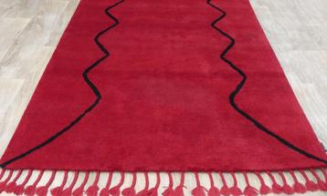  tapis uni rouge 100% laine tufté à la main