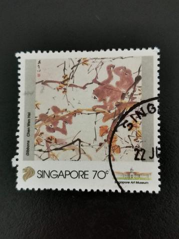 Singapour 1995 - art - singes, gibbons, Enlèvement ou Envoi, Affranchi, Asie du Sud Est