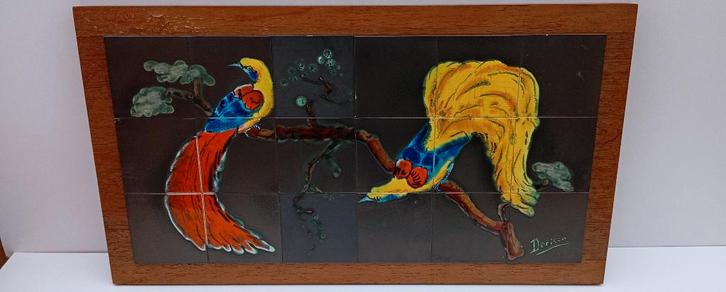 Panneau mural DENISCO Oiseaux de paradis, Antiquités & Art, Antiquités | Assiettes décoratives & Carrelages, Enlèvement ou Envoi