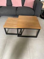 Moderne set salontafels (2 stuks) – hout & zwart metaal, Ophalen, Zo goed als nieuw, Metaal