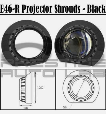2 projecteurs à objectif xénon E46-R noirs 2,5 à 3 “ BMW E46, Enlèvement ou Envoi, BMW