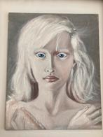 Buitengewoon mooi portret van een albino meisje., Antiek en Kunst, Kunst | Schilderijen | Klassiek, Ophalen of Verzenden