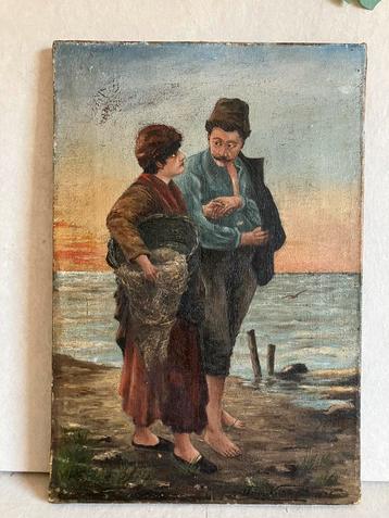 Antiek olieverfschilderij uit 1896 van Fritz Veltmann beschikbaar voor biedingen