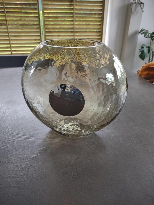 Glazen ovale vaas (zie foto's & omschrijving), Huis en Inrichting, Woonaccessoires | Vazen, Glas, Ophalen