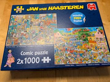 Puzzel 2x1000 stukken muziekwinkel en vakantiekriebels beschikbaar voor biedingen