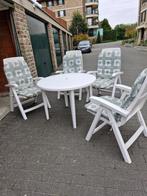 witte relax tuinstoelen en tafel, Enlèvement, Utilisé, Plastique, Ajustable