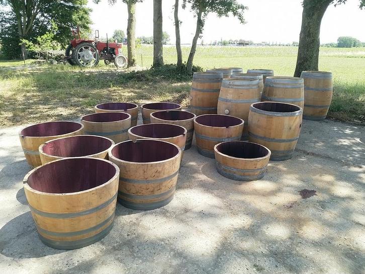 Prachtige eikenhouten kuipen - regentonnen, Tuin en Terras, Bloembakken en Plantenbakken, Nieuw, Hout, Binnen, Balkon, Tuin, 30 tot 60 cm