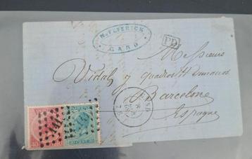 Magnifique lettre enveloppe 1868 Belgique- Espagne, Enlèvement ou Envoi, Lettre