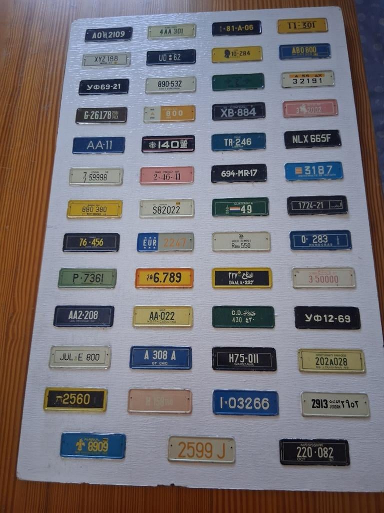 Vintage verzameling mini nummerplaten jaren 60, Ophalen of Verzenden
