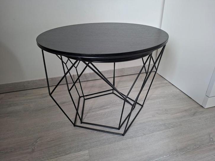 2 nieuwe zwarte bijzettafeltjes, Maison & Meubles, Tables | Tables d'appoint, Comme neuf, Rond, Enlèvement