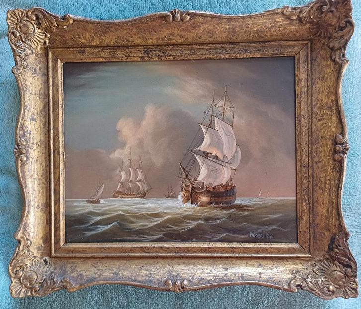 Schilderij olieverf, Bernard Page, ingelijst., Antiquités & Art, Art | Peinture | Classique, Enlèvement